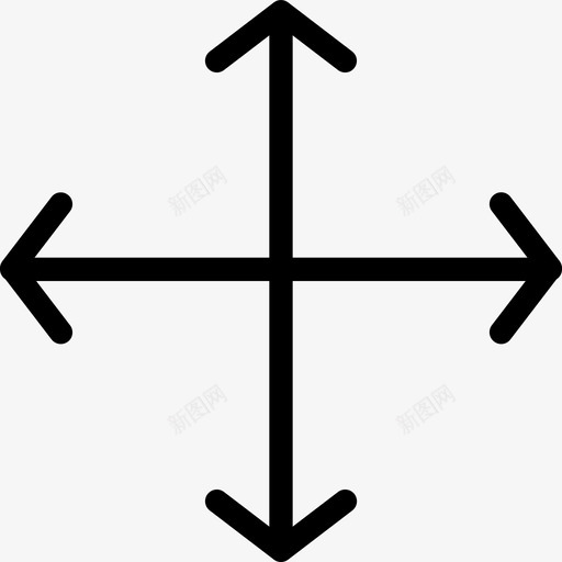 十字箭头向导线图标svg_新图网 https://ixintu.com 十字箭头 向导 导航 形状 指引 步骤 移动 箭头视图 线图标