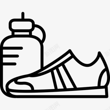 水运动体操运动员运动鞋和水瓶图标图标