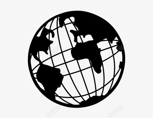 地球仪世界地图旅游图标svg_新图网 https://ixintu.com 世界地图 全球地图 地球 地球仪 旅游 格子 经度 行星