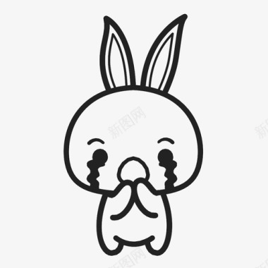 兔子卡瓦伊悲伤图标图标