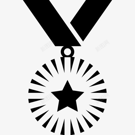 有星星挂着丝带的勋章奖章图标svg_新图网 https://ixintu.com 奖章 有星星挂着丝带的勋章