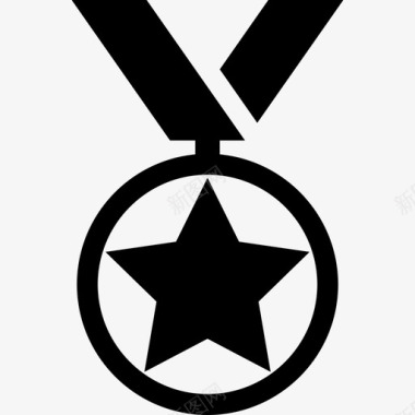 有星星挂着丝带的奖章运动会奖牌图标图标