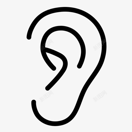 耳朵身体的一部分听图标svg_新图网 https://ixintu.com 人耳 听 耳朵 身体的一部分