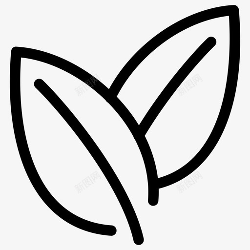 叶线图标自然svg_新图网 https://ixintu.com 光合作用 可持续性 叶 叶子 呼吸 形状 植物 符号 线图标 自然