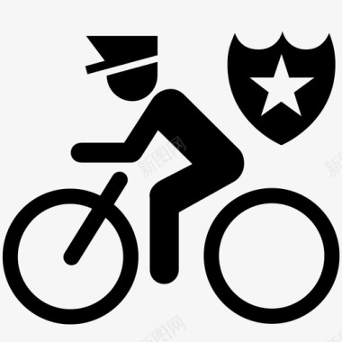 警用自行车保护警察巡逻图标图标