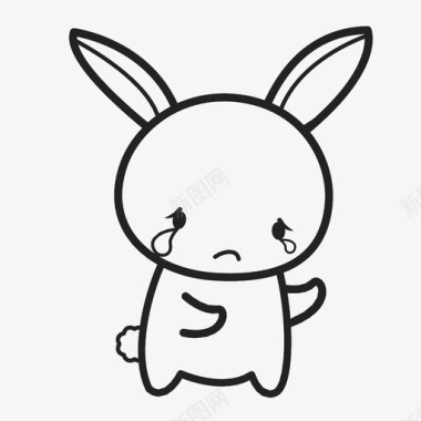 悲伤的兔子同情卡瓦伊图标图标