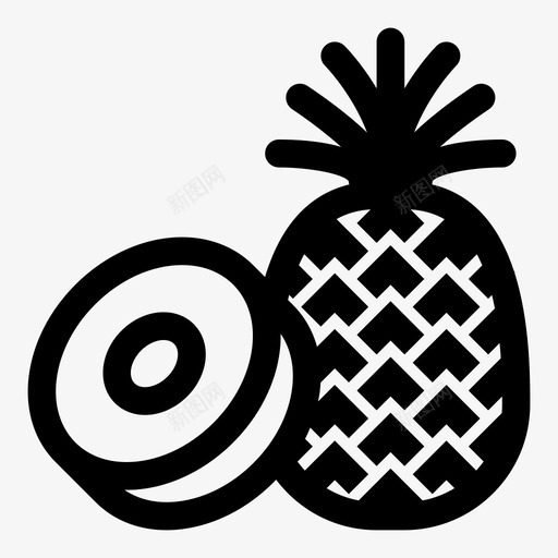 菠萝食物水果图标svg_新图网 https://ixintu.com 水果 热带 简单卷曲图标 菠萝 菠萝片 食物