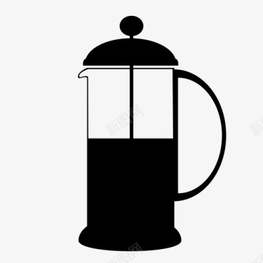 法式印刷机咖啡机饮料图标图标
