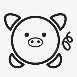 农耕剪纸猪肉猪小猪卡瓦伊图标高清图片