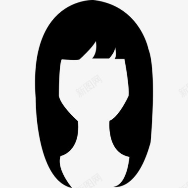 女人深色长发形人身体部位图标图标