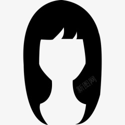 长发形女人深色长发形人身体部位图标高清图片