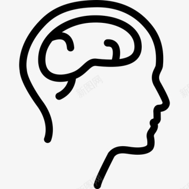 男性头部侧视图包括大脑医学图标图标