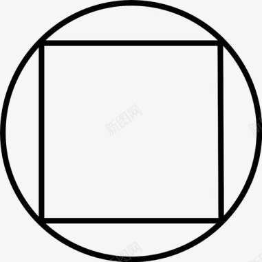 圆中的正方形形状对象图标图标