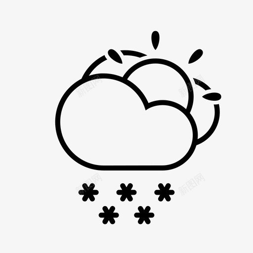 白雪天气太阳图标svg_新图网 https://ixintu.com 冬季 多云 天气 天气预报 太阳 气候 白雪 雪花