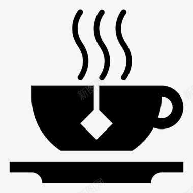 茶杯蒸热茶图标图标