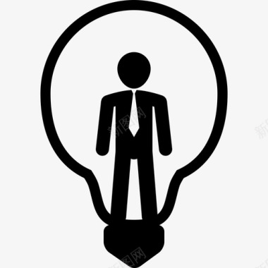 商人站在一个灯泡里人力资源部图标图标