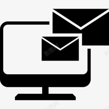 电子邮件显示器上的几个信封电脑图标图标