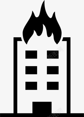 火灾建筑物燃烧图标图标
