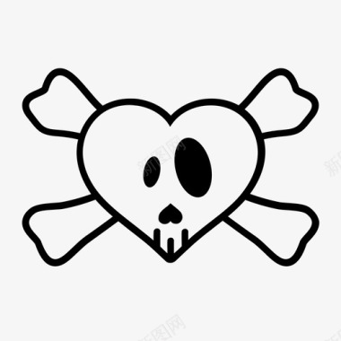 心和交叉骨心脏和交叉骨海盗图标图标