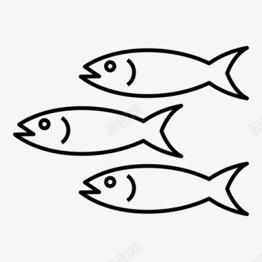 浅滩海鲜沙丁鱼图标图标