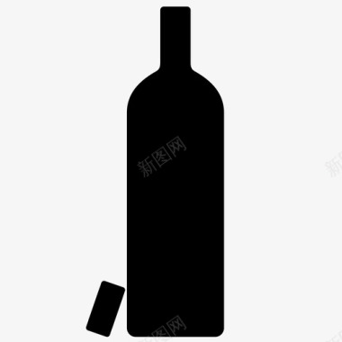 酒瓶白葡萄酒无酒瓶图标图标
