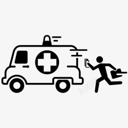 矢量奔跑者救护车追逐者人奔跑的人图标高清图片