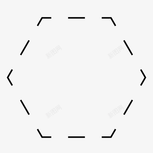 六边形短划线虚线图标svg_新图网 https://ixintu.com 六边形 几何体 图形 多边形 形状 短划线 虚线