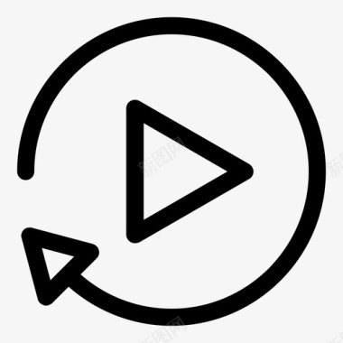 重播带边框卷曲图标图标