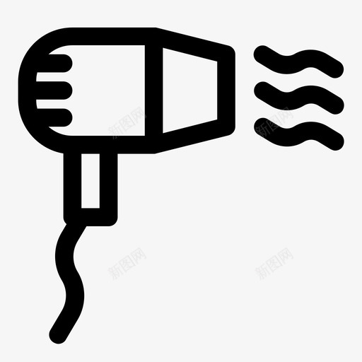 吹风机洗衣机造型图标svg_新图网 https://ixintu.com 健康安全 卫生 卫生学 发型 发型师 吹风机 洗衣机 简单的卷发图标 造型