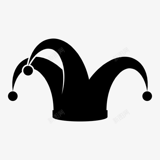小丑帽表演魔术图标svg_新图网 https://ixintu.com 傻瓜 小丑帽 布冯 滑稽 艺人 表演 魔术 黑色