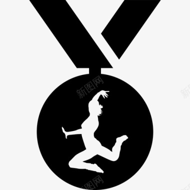 体操运动员悬挂奖牌的丝带运动奖牌图标图标
