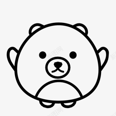 熊填充动物微笑图标图标