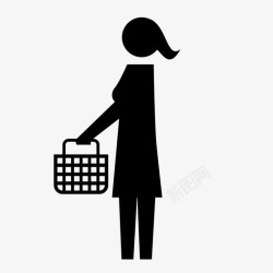 挎篮女购物女购物者图标高清图片