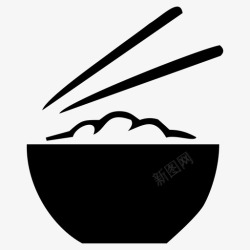 米饭煳煳食物碗筷子图标高清图片