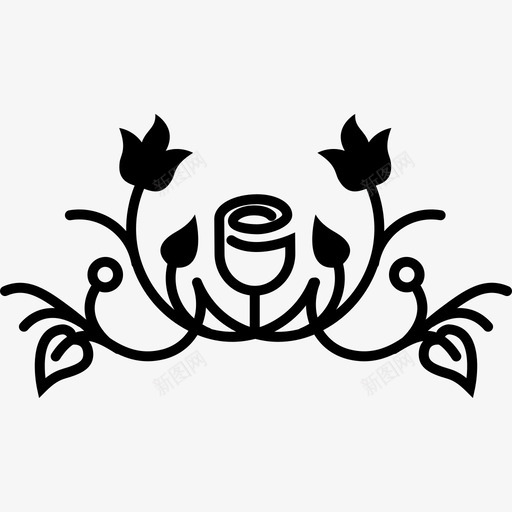 花的与花叶和葡萄藤芽自然花卉图标svg_新图网 https://ixintu.com 自然 花卉设计 花的设计与花叶和葡萄藤芽