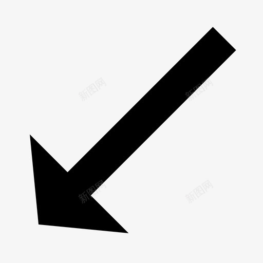 左下箭头填充大图标svg_新图网 https://ixintu.com 倾斜 填充 大 左下箭头 标志性 粗