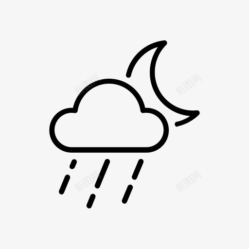 下雨夜雨晚上下雨图标svg_新图网 https://ixintu.com 下雨 下雨天气 夜间云雨 夜雨 大气 天气状况 晚上下雨