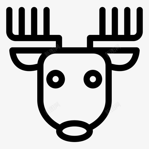 鹿线图标对象svg_新图网 https://ixintu.com 假日 冬天 圣诞节 季节 对象 形状 线图标 角 运输 雪 驯鹿 鹿