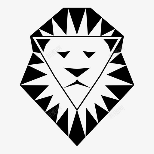 狮子头丛林猫图标svg_新图网 https://ixintu.com 三角形 丛林之王 丛林猫 几何动物 国王 头 权力 狩猎 狮子 猫 程式化