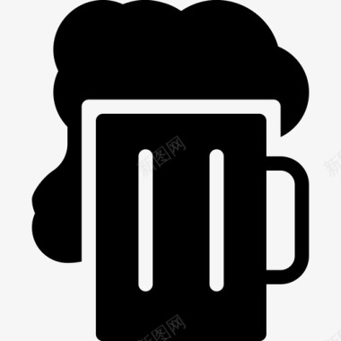 啤酒食品和饮料固体图标图标