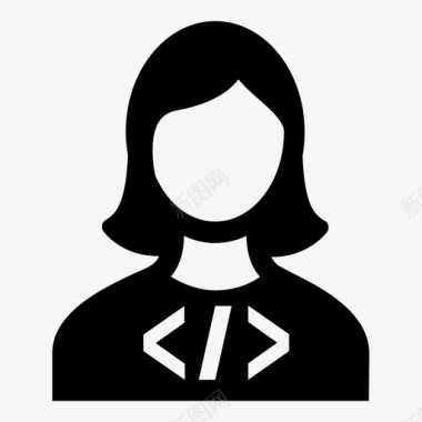 开发人员女性工程师女性代码员图标图标