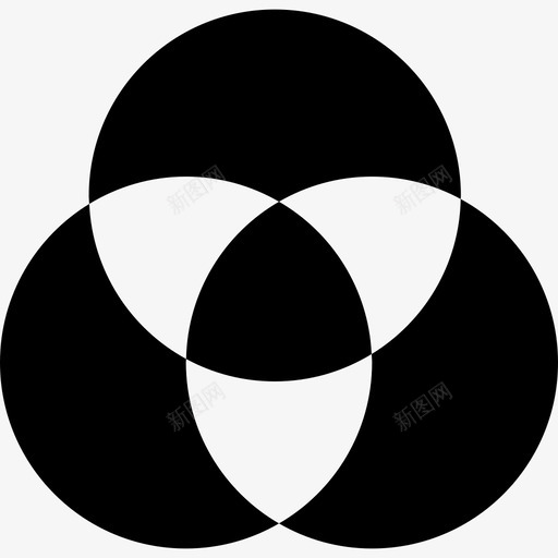 黑白重叠的圆圈形状文具图标svg_新图网 https://ixintu.com 形状 文具 黑白重叠的圆圈