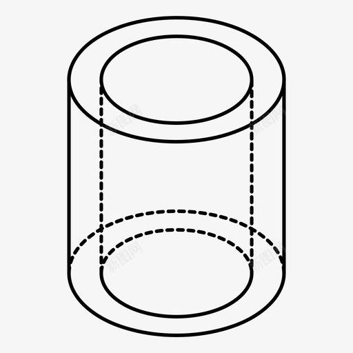 空心三维圆柱体图标svg_新图网 https://ixintu.com 三维 几何体 圆柱体 形状 数学 空 空心 管状体 管道