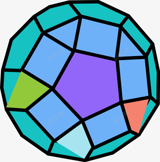 菱形十二面体形状多边形图标svg_新图网 https://ixintu.com 三维 三维对象 三维形状 几何体 多边形 对象 形状 菱形十二面体