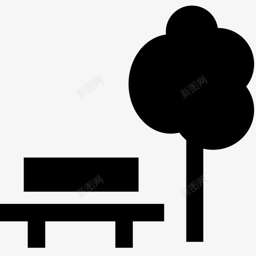 公园坐椅座位图标svg_新图网 https://ixintu.com 公园 公园长椅 坐椅 室外 家具 座位 树 椅子