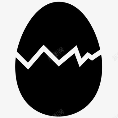 鸡蛋有裂纹的复活节蛋图标图标