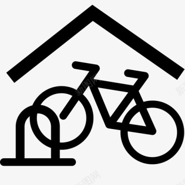 自行车停车场安全性棚屋图标图标