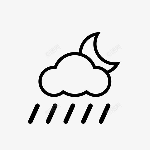 雨雨随月雨的天气图标svg_新图网 https://ixintu.com 亏 天气01 天气状况 月 蜡 雨 雨与月 雨的天气 雨随月