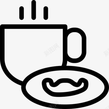 杯子和碟子早餐咖啡图标图标