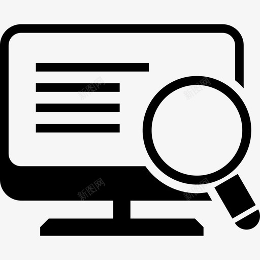 带放大镜和列表数据的台式电脑屏幕图标svg_新图网 https://ixintu.com 带放大镜和列表 数据的台式电脑屏幕